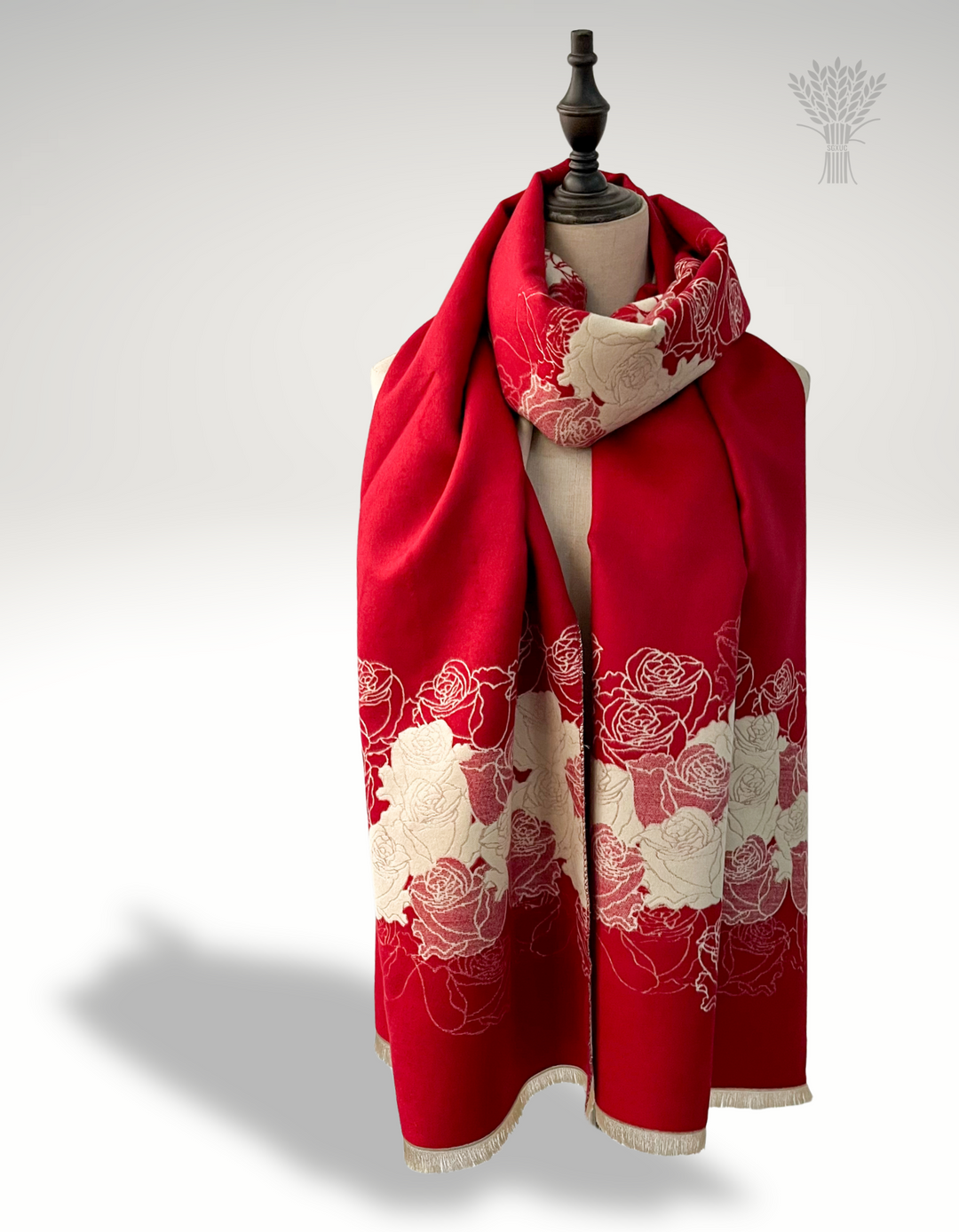 **NEW** Crimson Rose Reversible Knit Shawl