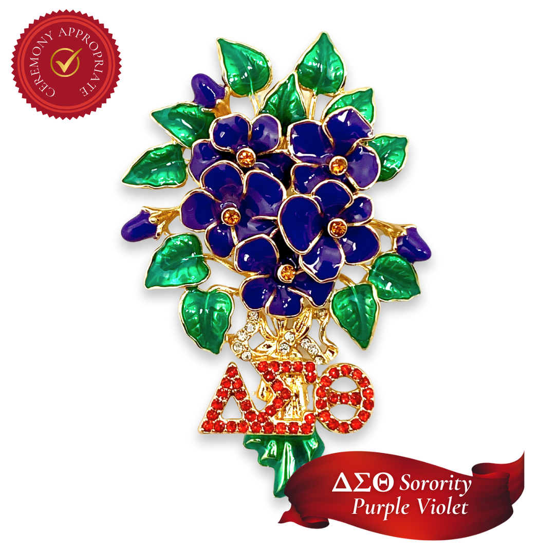 ΔΣΘ Sorority Violet Flower Brooch Pin