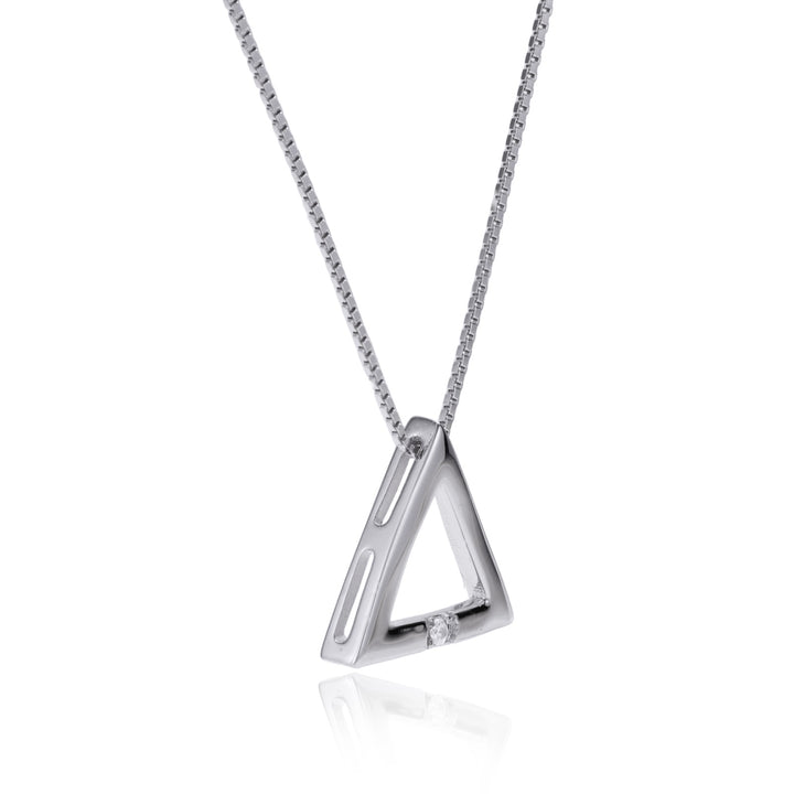 Pyramid Solitaire Necklace (Sterling Silver)