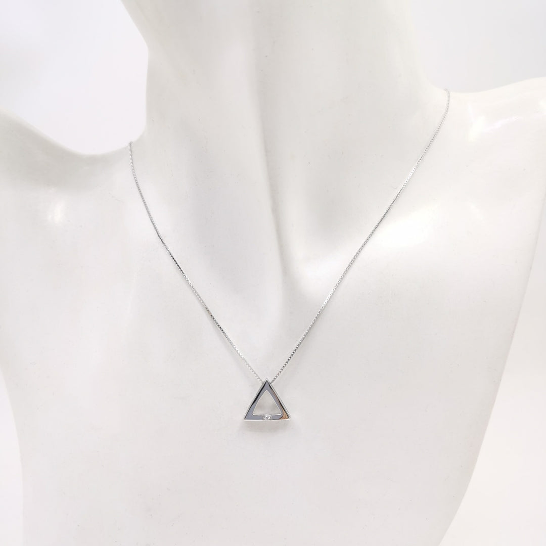 Pyramid Solitaire Necklace (Sterling Silver)