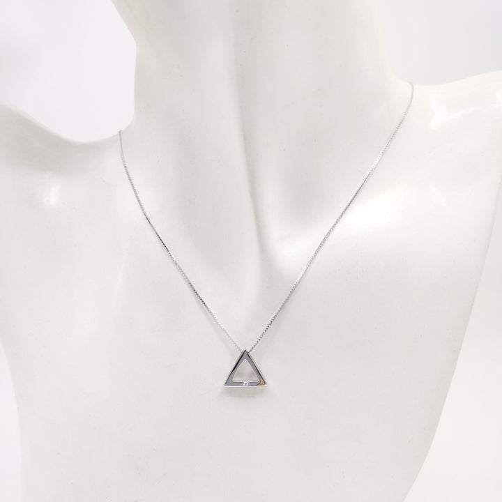 Pyramid Solitaire Necklace (Sterling Silver)