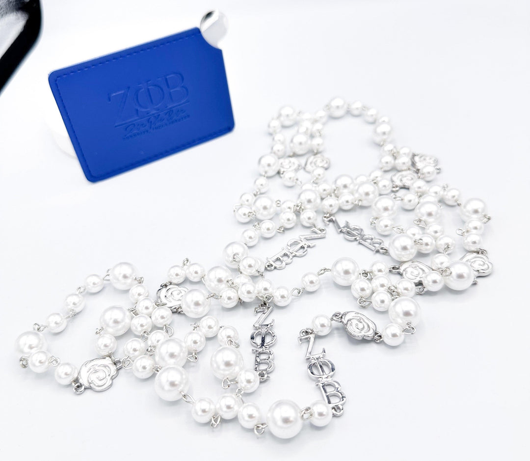 **NEW** ZΦB Roses & Pearls 36" Long Chain Necklace - Simply Greek