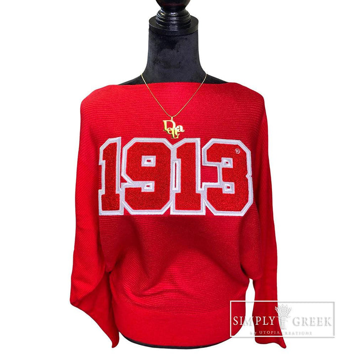 DST 1913 Chenille Boatneck Sweater (One-Size) - Simply Greek
