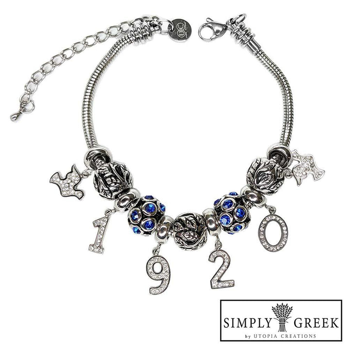 **NEW** ΖΦΒ 1920 Bead Charm Bracelet (Stainless Steel) - Simply Greek