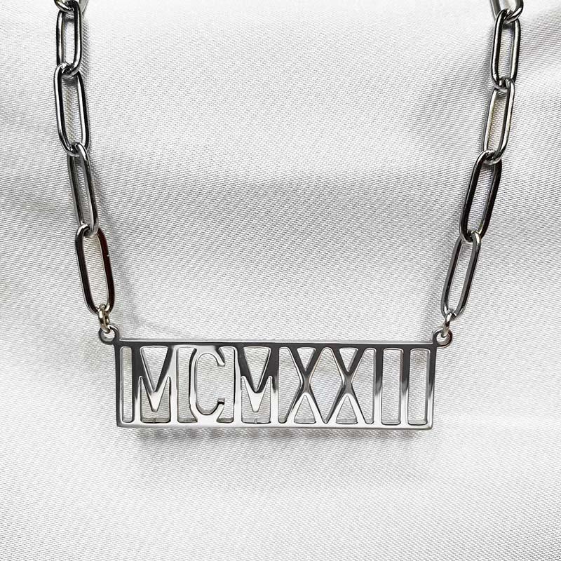 1922 MCMXXII Founding Year Necklace (Stainless Steel) - Simply Greek