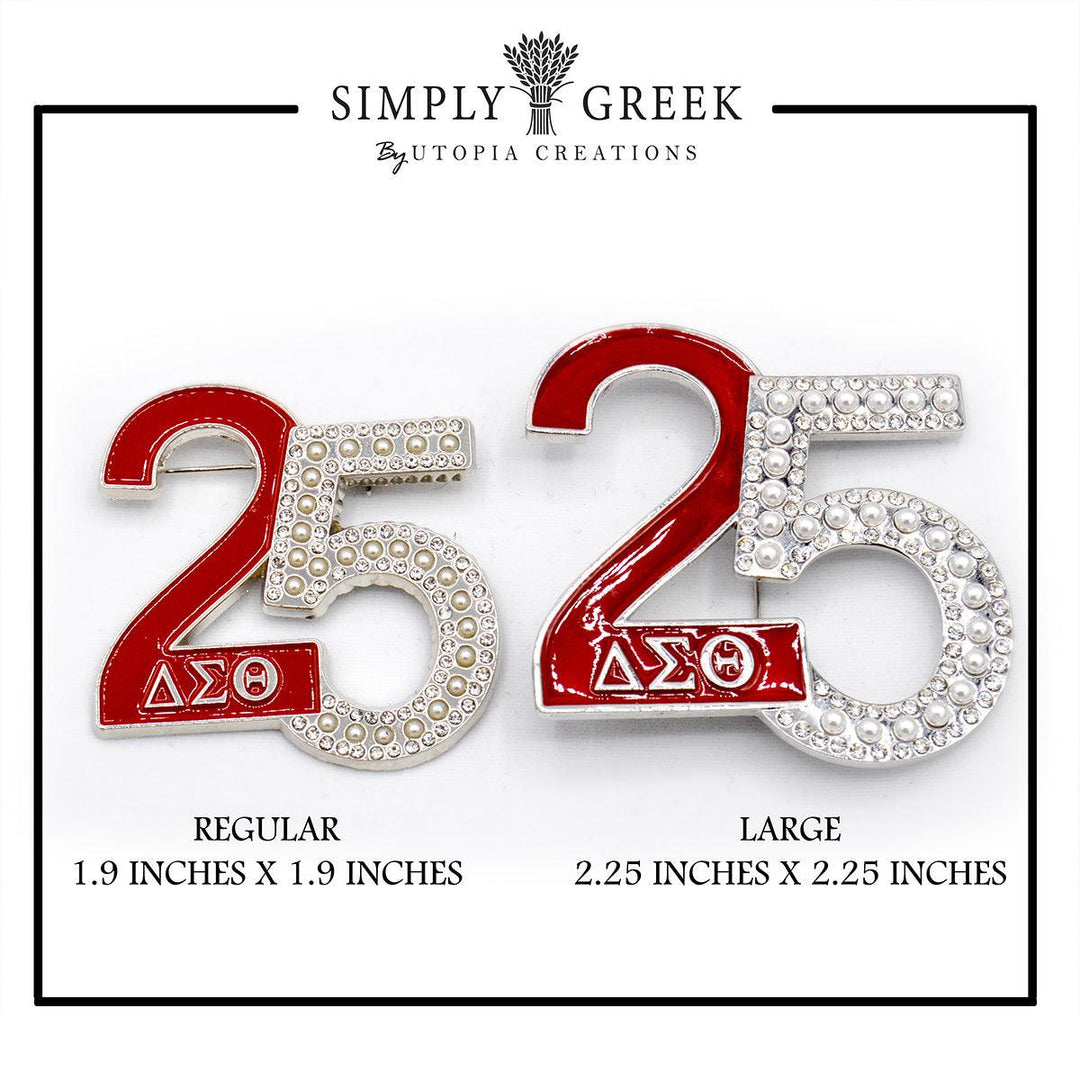 Delta Sigma Theta 25th silver anniversary Brooch Pin by Simply Greek