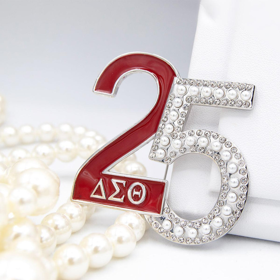 Delta Sigma Theta 25th silver anniversary Brooch Pin by Simply Greek