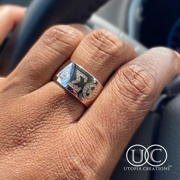 ΔΣΘ Wide Band Ring (Sterling Silver) - UTOPIA CREATIONS | Accessories & Gifts
