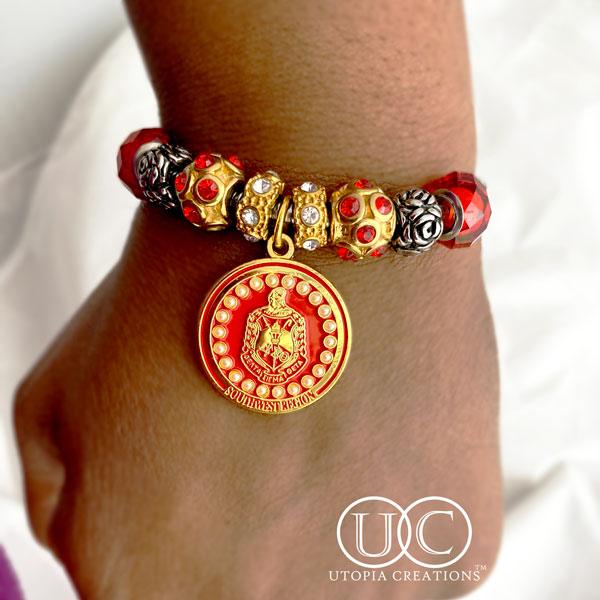 Delta Sigma Theta region charm bracelet by Utopia Creations. DST stainless steel charms.