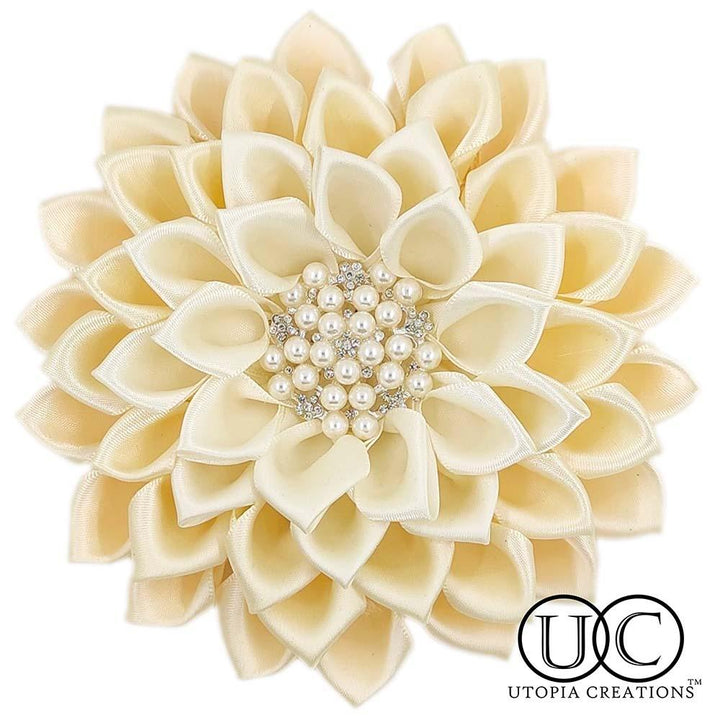 Cream Flower Corsage Pin by Utopia Creations