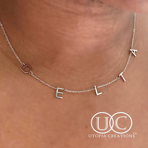 DST Spaced Letter Necklace (Stainless Steel) - Simply Greek