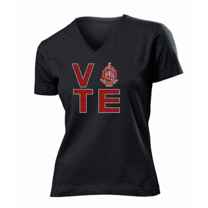 DST "VOTE" Rhinestone V-Neck Tee - UTOPIA CREATIONS | Accessories & Gifts