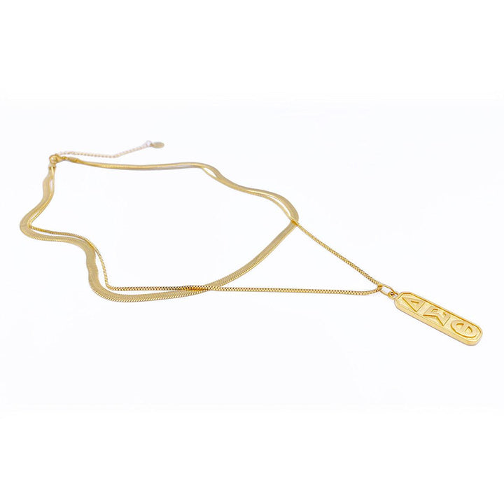 **NEW** 'Avery Duo' Herringbone and box chain Set with DST Pendant - Simply Greek