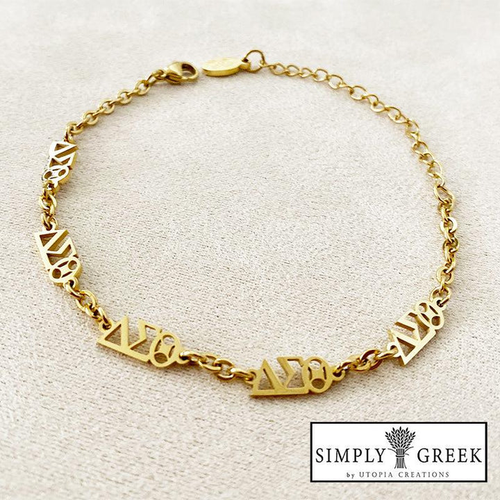**NEW** ΔΣΘ Station Bracelet/Anklet (Stainless Steel) - Simply Greek