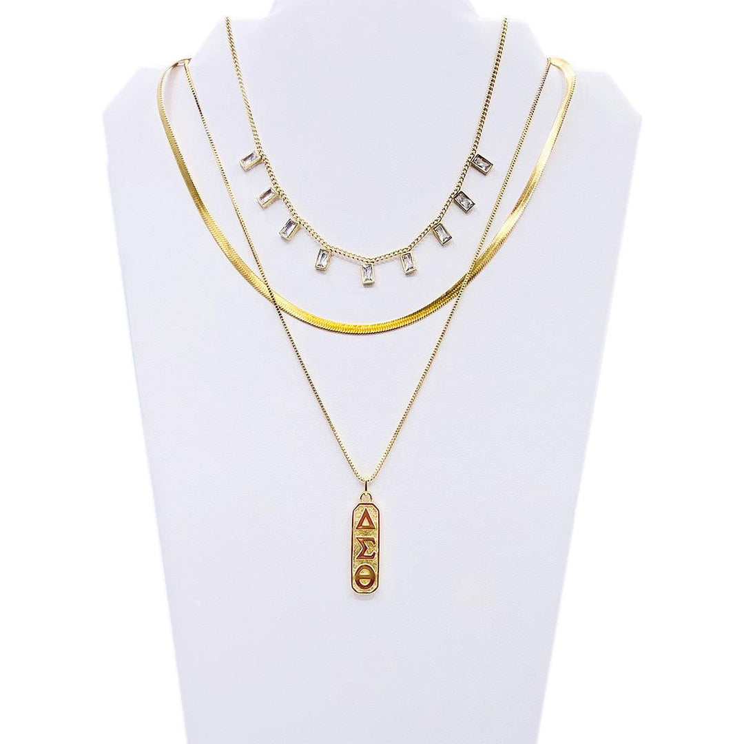 **NEW** 'Avery Duo' Herringbone and box chain Set with DST Pendant - Simply Greek