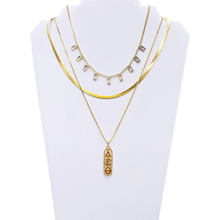 **NEW** 'Avery Duo' Herringbone and box chain Set with DST Pendant - Simply Greek