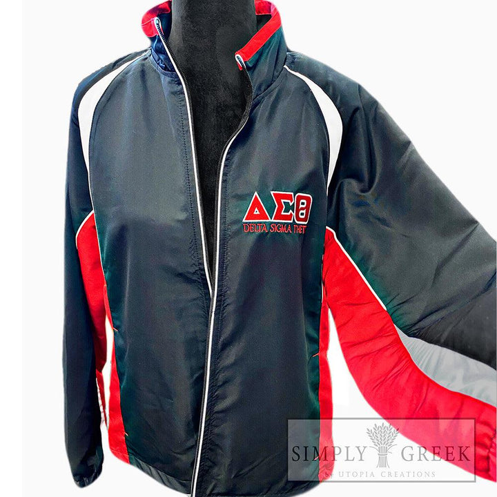 Delta Sigma Theta embroidered track jacket at Simply Greek by Utopia Creations.