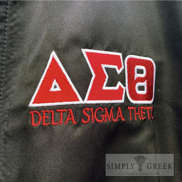 Delta Sigma Theta embroidered track jacket at Simply Greek by Utopia Creations.