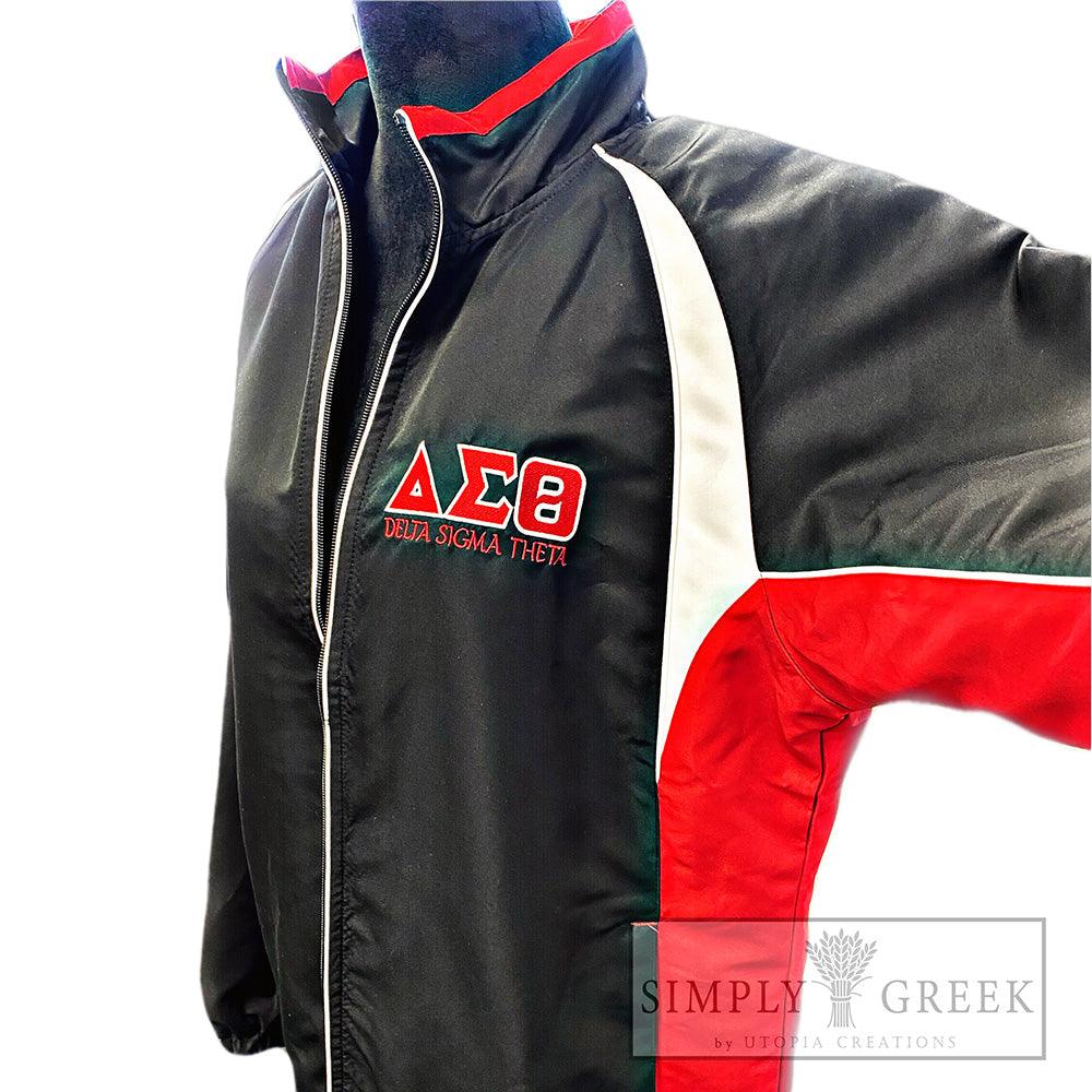 Delta Sigma Theta embroidered track jacket at Simply Greek by Utopia Creations.
