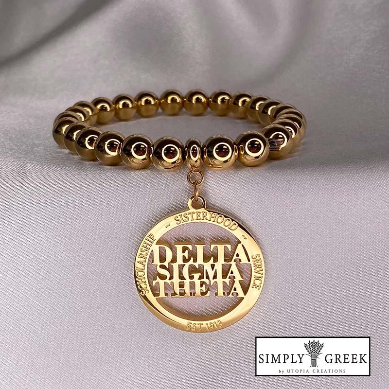 Delta Sigma Theta Bead charm braclet by Simply Greek