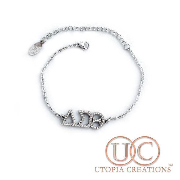 ΔΣΘ Bracelet with Rhinestones (Stainless Steel) - UTOPIA CREATIONS | Accessories & Gifts