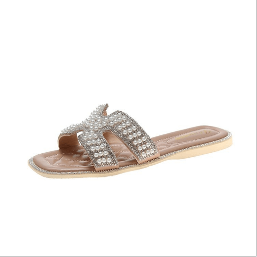 Pearl & Rhinestone Slides | Flip Flops - Simply Greek