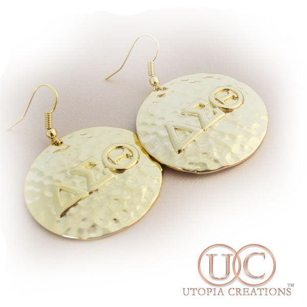 ΔΣΘ Hammered Earrings - UTOPIA CREATIONS | Accessories & Gifts