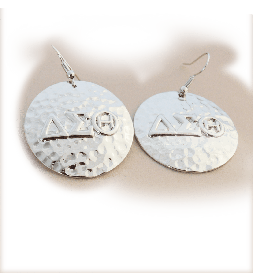 ΔΣΘ Hammered Earrings - UTOPIA CREATIONS | Accessories & Gifts