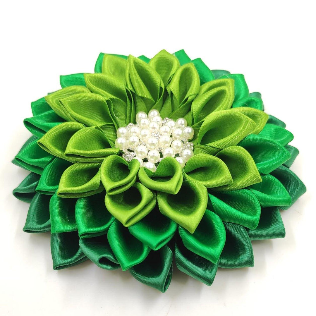 Vivid Green Gradient Flower Corsage Brooch 'Envy' - Simply Greek