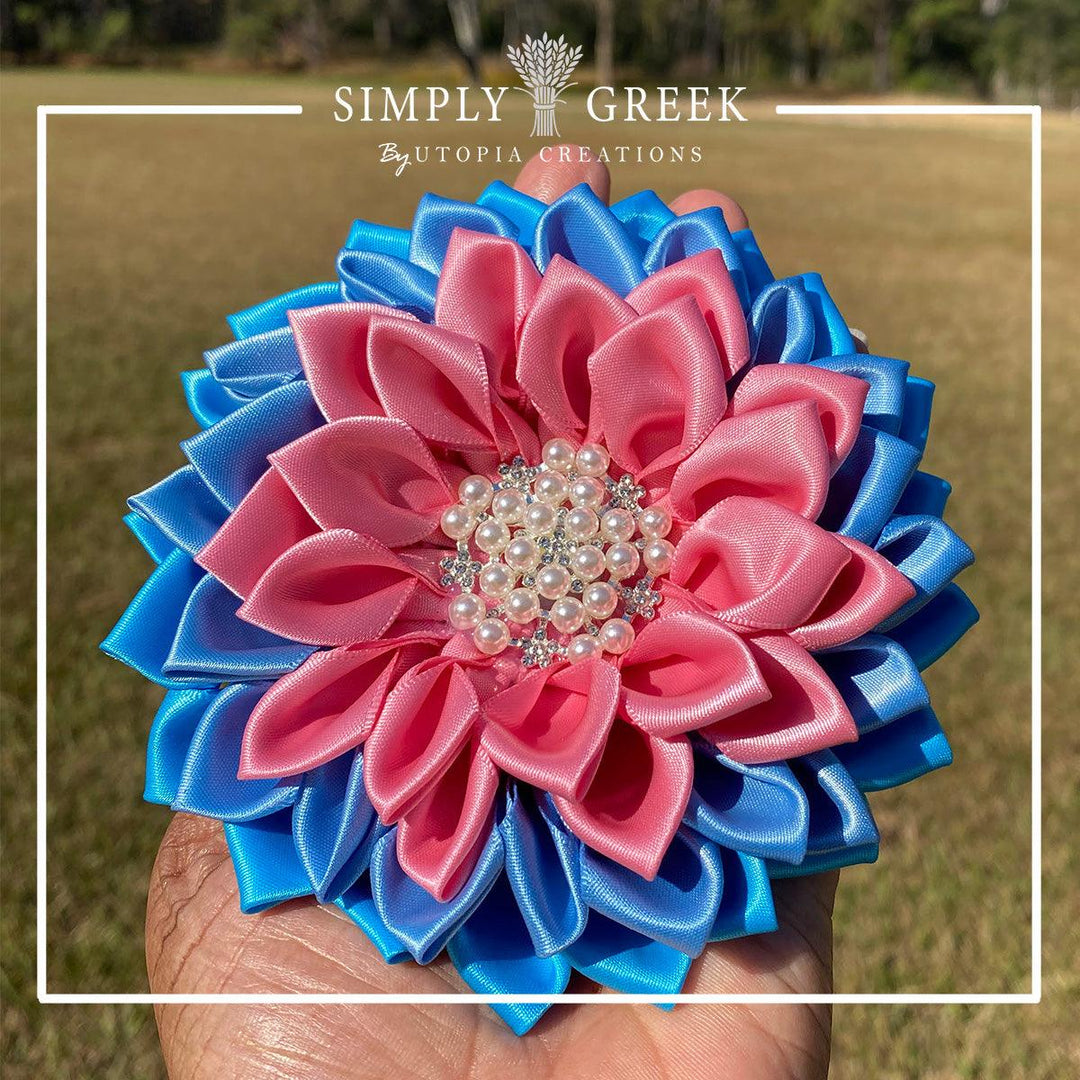 **NEW** Pink & Blue Flower Corsage "Jillian" - Simply Greek
