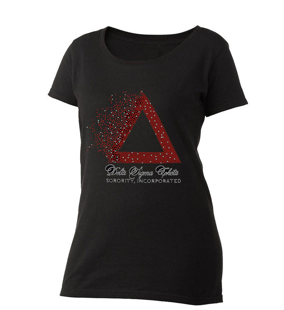 Zoe and Eve T-shirts and Accessories Delta Sigma Theta Glitter Rhinestone Elephant T Shirt 2x / Black / Off Shoulder