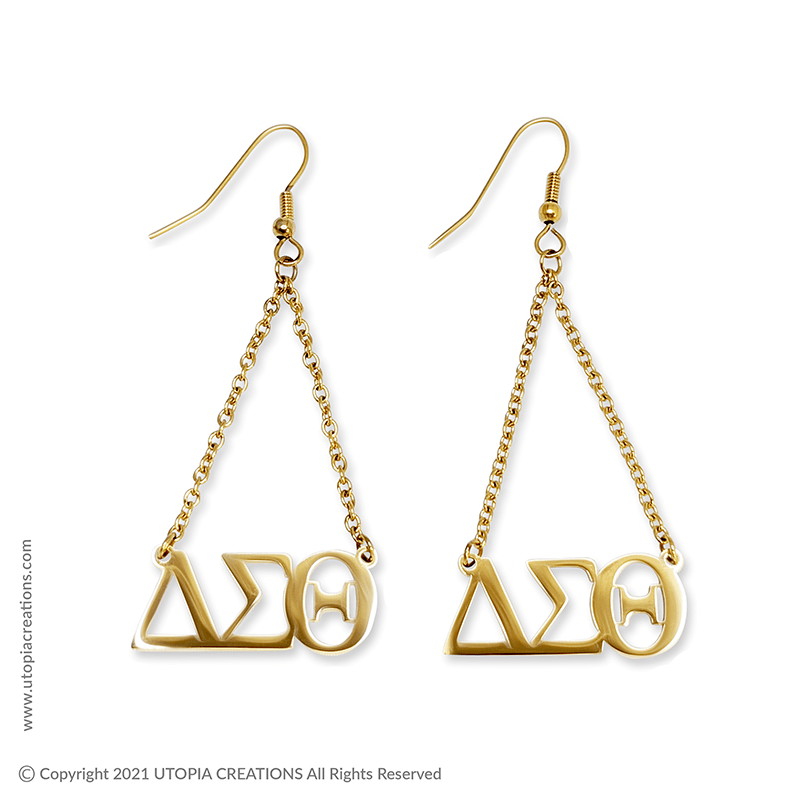 ΔΣΘ Diva Dangle Earrings (Stainless Steel) - Simply Greek