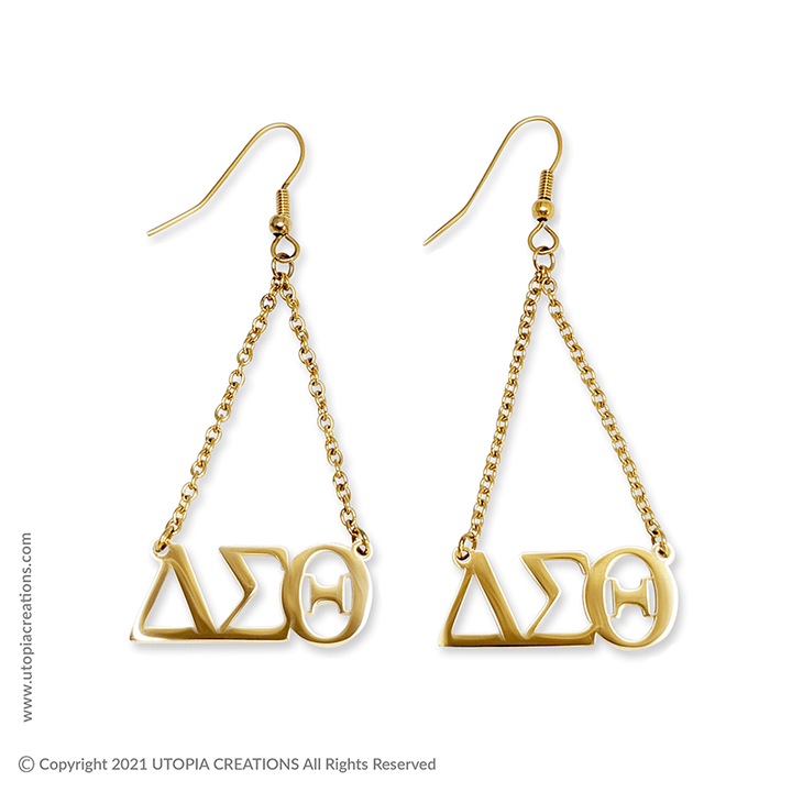 ΔΣΘ Diva Dangle Earrings (Stainless Steel) - Simply Greek