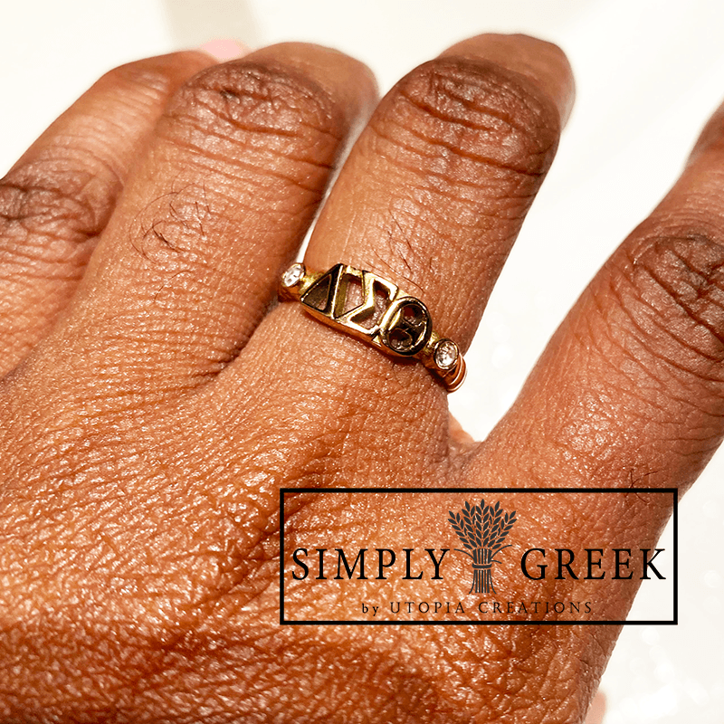 ΔΣΘ Pave' Twist Ring (Stainless Steel) - Simply Greek