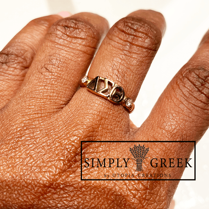 ΔΣΘ Pave' Twist Ring (Stainless Steel) - Simply Greek
