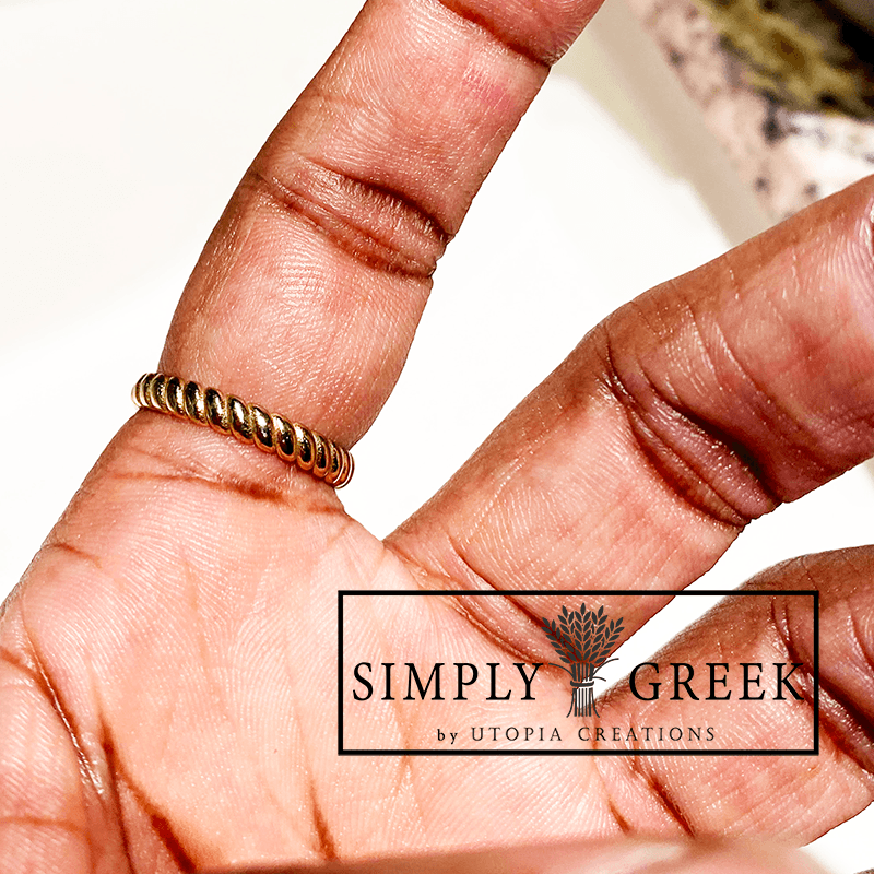 ΔΣΘ Pave' Twist Ring (Stainless Steel) - Simply Greek