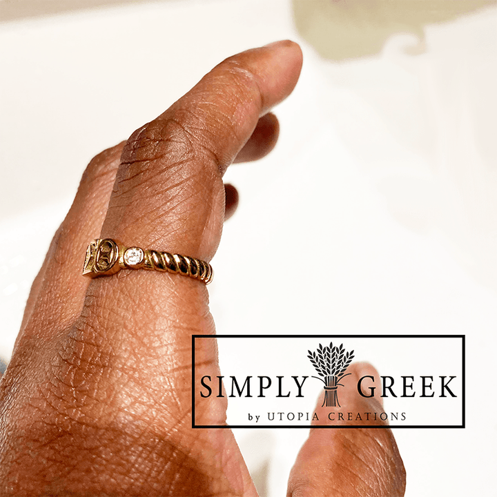 ΔΣΘ Pave' Twist Ring (Stainless Steel) - Simply Greek