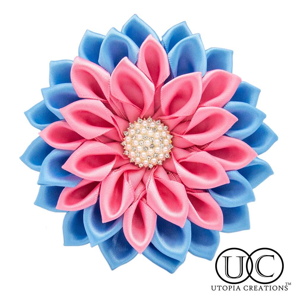 Jack and Jill of America Flower Corsage Pink and Blue by Utopia Creations