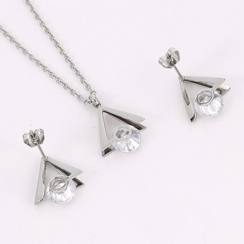Pyramid Solitaire Necklace and Earrings set by Simply Greek
