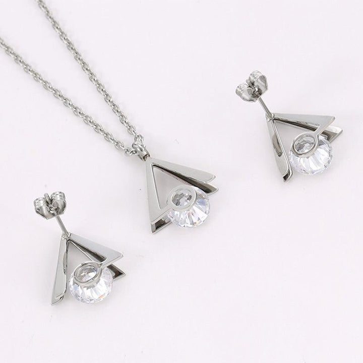 Pyramid Solitaire Necklace and Earrings set by Simply Greek