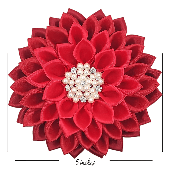 Red Ruby Monochromatic Ribbon Flower Corsage by Utopia Creations