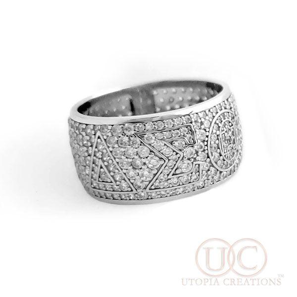 ΔΣΘ Wide Band Ring (Sterling Silver) - UTOPIA CREATIONS | Accessories & Gifts
