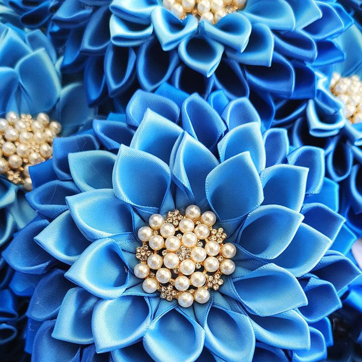 Royal Blue Flower Corsage Brooch "Ketanji" - Simply Greek