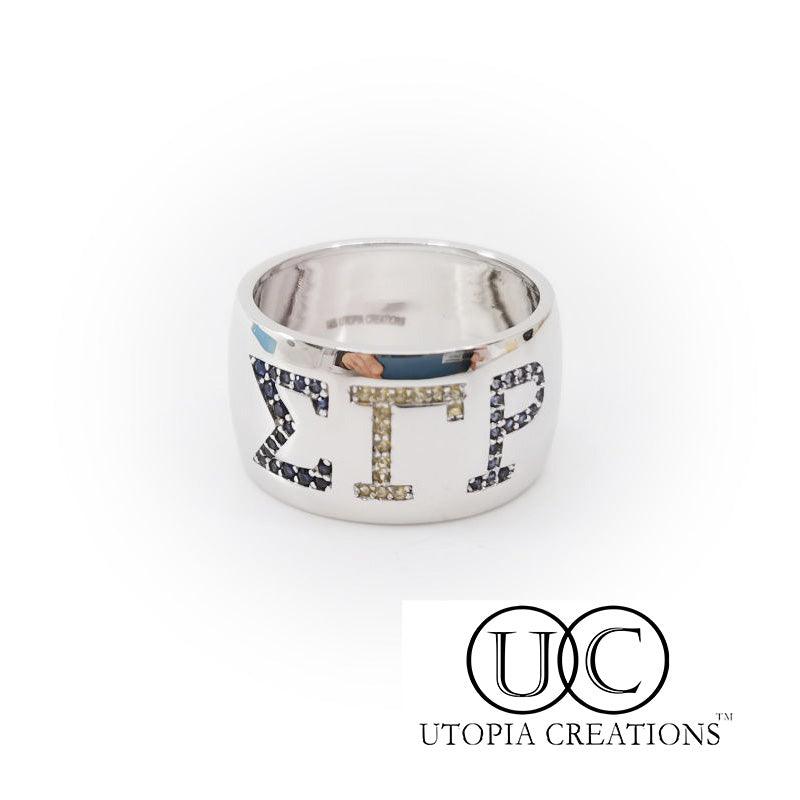 ΣΓΡ Wide Band Ring (Sterling Silver) - Simply Greek