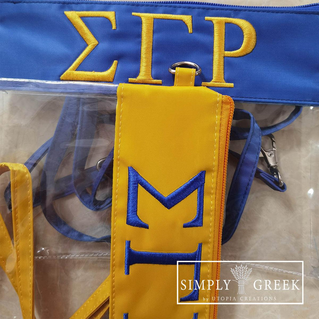 Sigma Gamma Rho Sorority Clear Stadium Crossbody Bag by Simply Greek