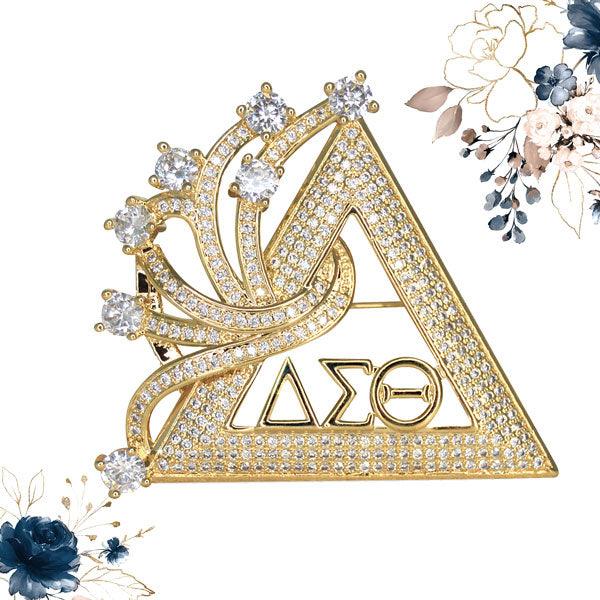 ΔΣΘ Cubic Zirconia Pyramid Brooch - UTOPIA CREATIONS | Accessories & Gifts