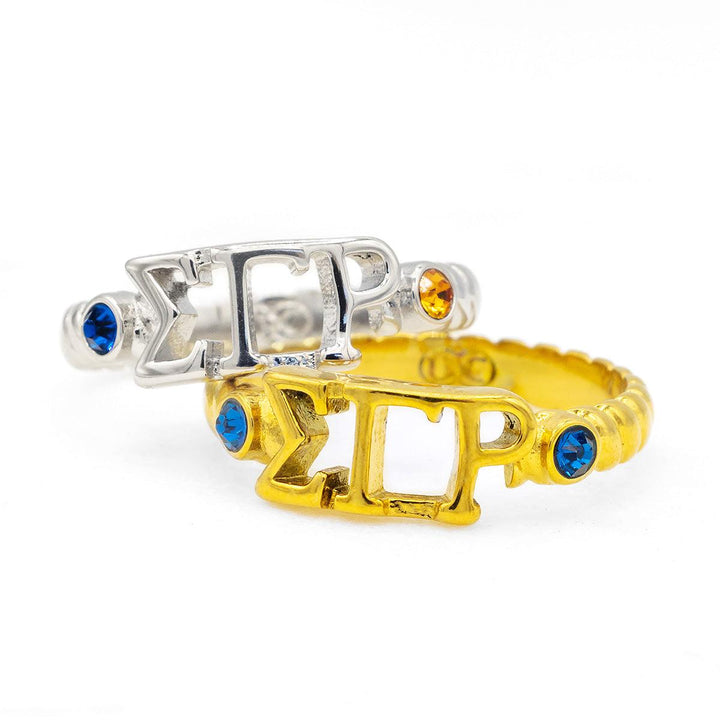 ΣΓΡ Pave' Twist Ring (Stainless Steel) - Simply Greek