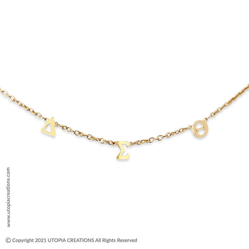 Delta Sigma Theta spaced greek symbol necklace in stainless steel by Utopia Creations.