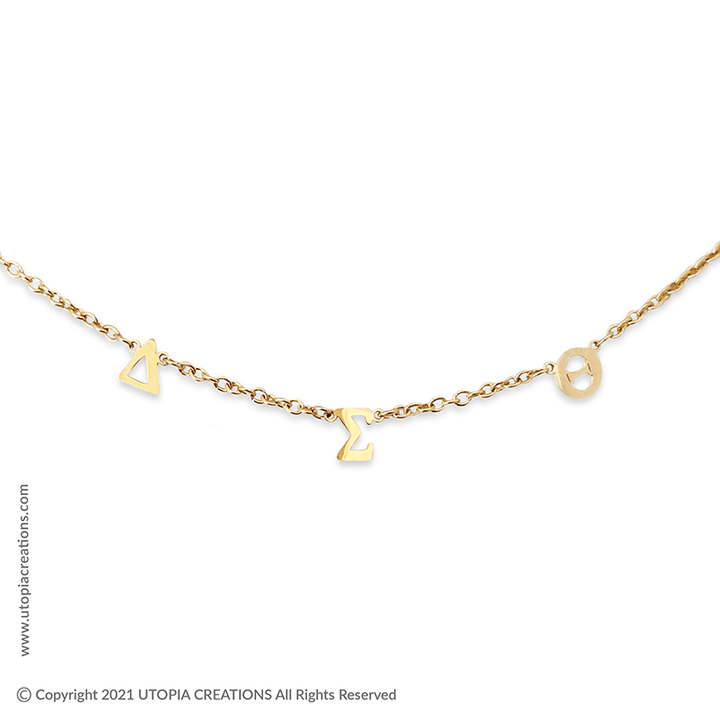 Delta Sigma Theta spaced greek symbol necklace in stainless steel by Utopia Creations.