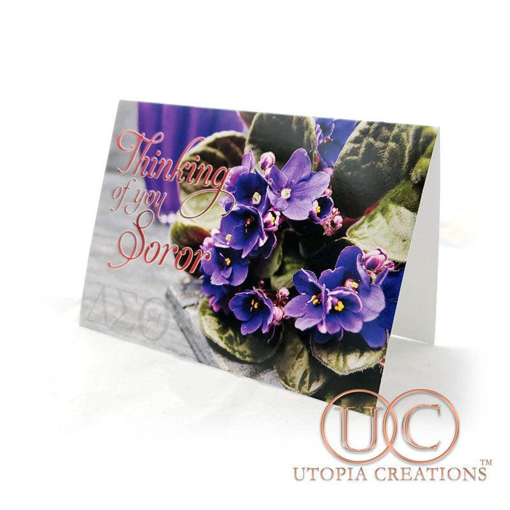 DST "Thinking of You Soror" African Violets Greeting Cards - UTOPIA CREATIONS | Accessories & Gifts